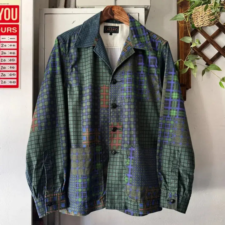 [BUNJANG] BEAMS Plus Patchwork Pattern Blazer Jacket / [S]BEAMS 빔즈 플러스 패치워크 패턴 블레이저 자켓