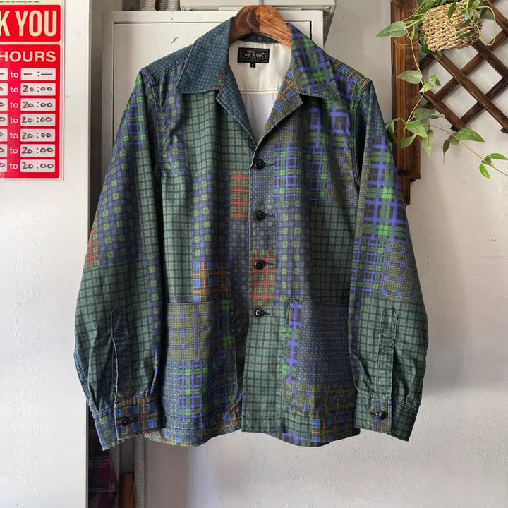 [BUNJANG] BEAMS Plus Patchwork Pattern Blazer Jacket / [S]BEAMS 빔즈 플러스 패치워크 패턴 블레이저 자켓