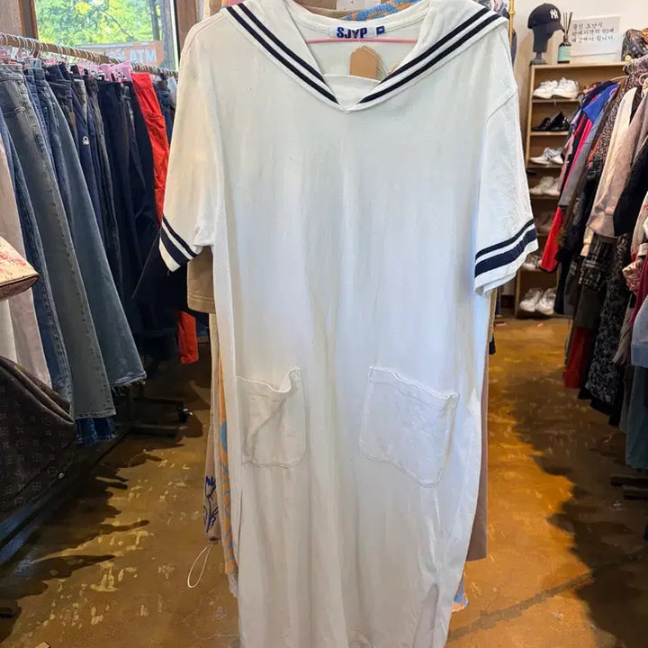 [BUNJANG] SJYP White Pocket Short Sleeve Dress / SJYP 화이트 포켓 반팔 원피스