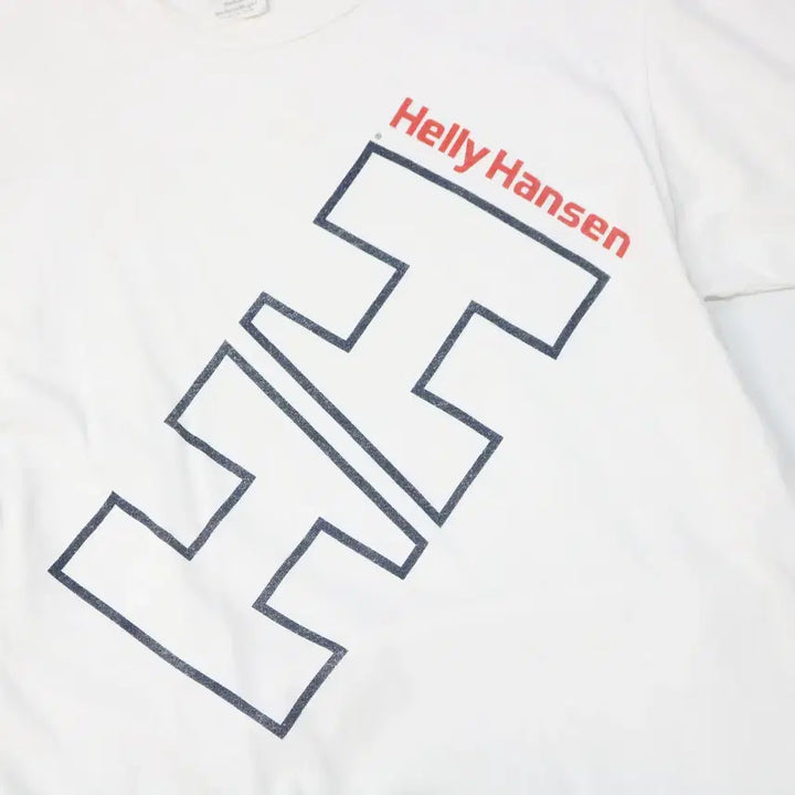 [BUNJANG] Helly Hansen 90s Vintage Big Logo Heritage White T-Shirt (M) / 헬리한센 90s 빈티지 빅로고 헤리티지 화이트 반팔 티셔츠 (M)