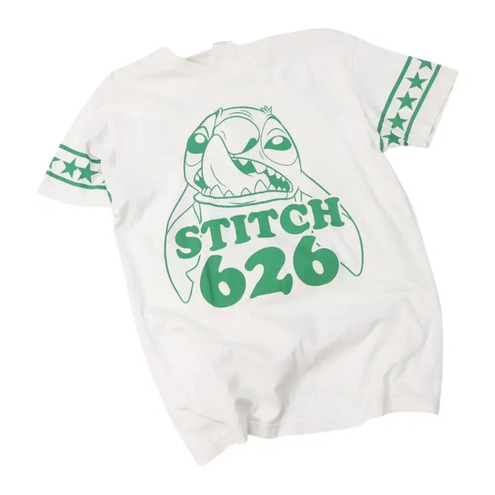 [BUNJANG] Disney Stitch 626 Green Graphic T-Shirt (L) / Disney 디즈니 빈티지 스티치 626 그린 그래픽 반팔티셔츠 (L)