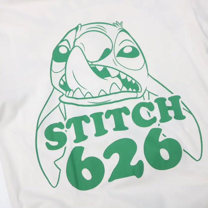[BUNJANG] Disney Stitch 626 Green Graphic T-Shirt (L) / Disney 디즈니 빈티지 스티치 626 그린 그래픽 반팔티셔츠 (L)