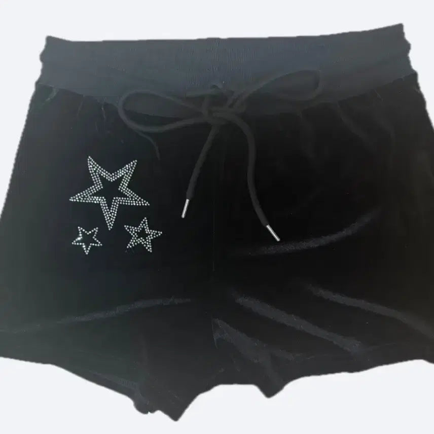 [BUNJANG] Velvet Cubic Embellished Hot Pants / 벨벳 큐빅 장식 팬츠