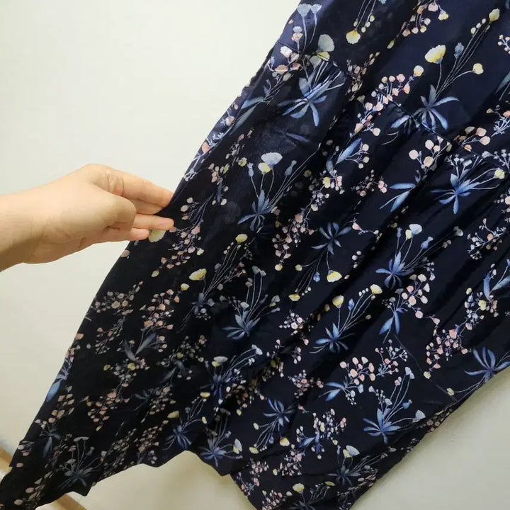 [BUNJANG] Punggi Inyeon Long Dress (Navy Floral) / 풍기인견 롱 원피스 95-100
