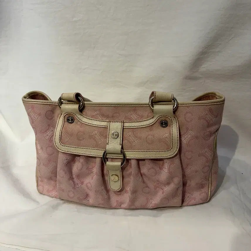 [BUNJANG] Celine Trio-Celine Canvas Tote Bag Baby Pink / 셀린느 베이비핑크 트리오페 캔버스 토트백 가방