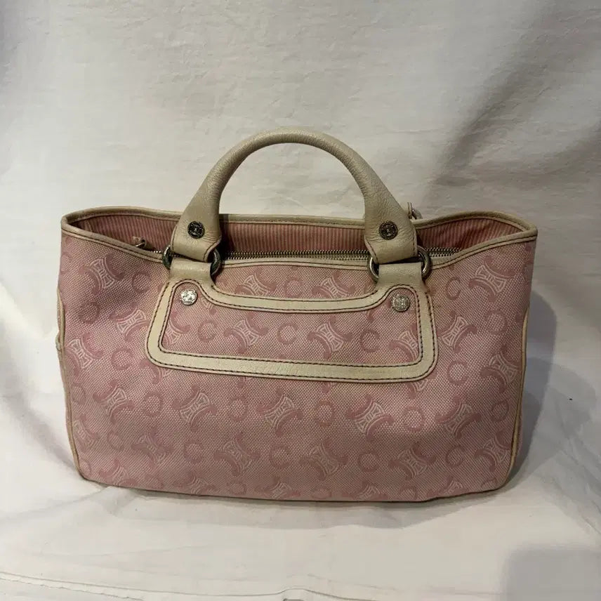 [BUNJANG] Celine Trio-Celine Canvas Tote Bag Baby Pink / 셀린느 베이비핑크 트리오페 캔버스 토트백 가방
