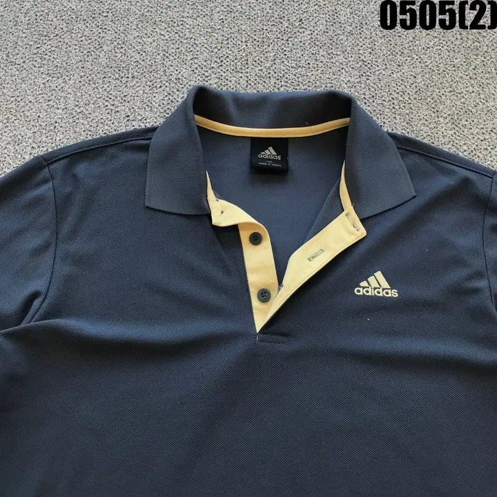 [BUNJANG] Adidas Long Sleeve Polo Shirt Navy/Yellow Size 95 / 아디다스 긴팔 폴로티 네이비/옐로우 95