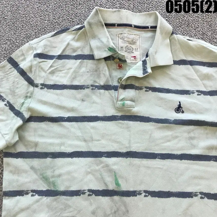 [BUNJANG] Beanpole Striped Short Sleeve Polo T-Shirt Size 95 / 빈폴 스트라이프 반팔 폴로티 95