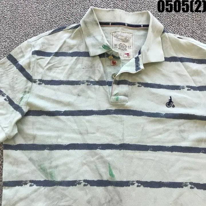 [BUNJANG] Beanpole Striped Short Sleeve Polo T-Shirt Size 95 / 빈폴 스트라이프 반팔 폴로티 95
