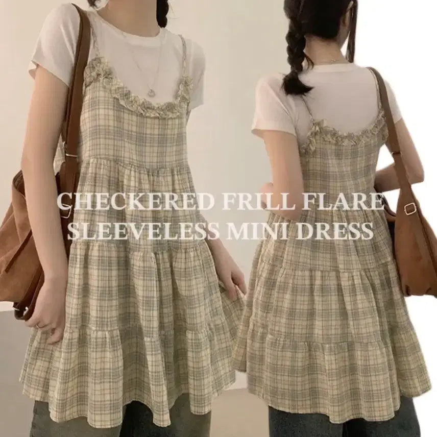 [BUNJANG] Madras Check Pattern Sleeveless Mini Dress / 마드라스 체크패턴 나시 미니 원피스