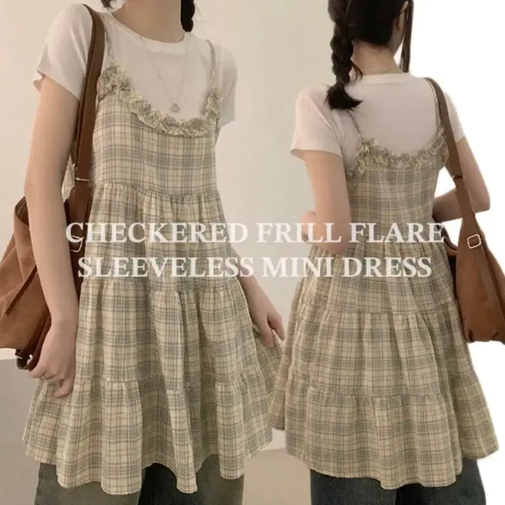 [BUNJANG] Madras Check Pattern Sleeveless Mini Dress / 마드라스 체크패턴 나시 미니 원피스