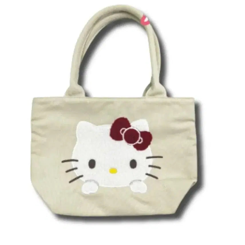 [BUNJANG] Sanrio Hello Kitty Sagara Embroidery Canvas Tote Bag / 산리오 헬로키티 뽀글이 사가라자수 캔버스 토트백