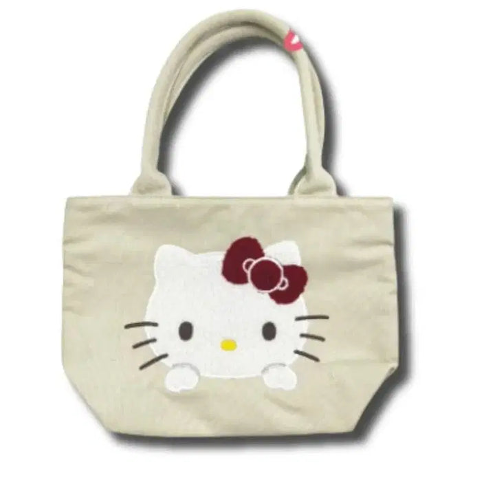 [BUNJANG] Sanrio Hello Kitty Sagara Embroidery Canvas Tote Bag / 산리오 헬로키티 뽀글이 사가라자수 캔버스 토트백