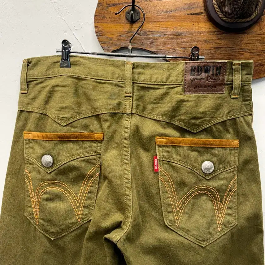 [BUNJANG] Edwin Japan Western Cotton Chino Shorts Olive Khaki / 36) Japan EDWIN Western Cotton Chino