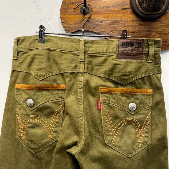 [BUNJANG] Edwin Japan Western Cotton Chino Shorts Olive Khaki / 36) Japan EDWIN Western Cotton Chino