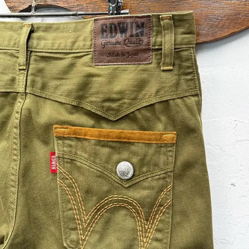 [BUNJANG] Edwin Japan Western Cotton Chino Shorts Olive Khaki / 36) Japan EDWIN Western Cotton Chino