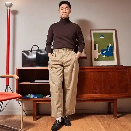 [BUNJANG] AUBERGE Cotton Wide-Fit Trousers Beige / AUBERGE 오베르쥬 면팬츠.