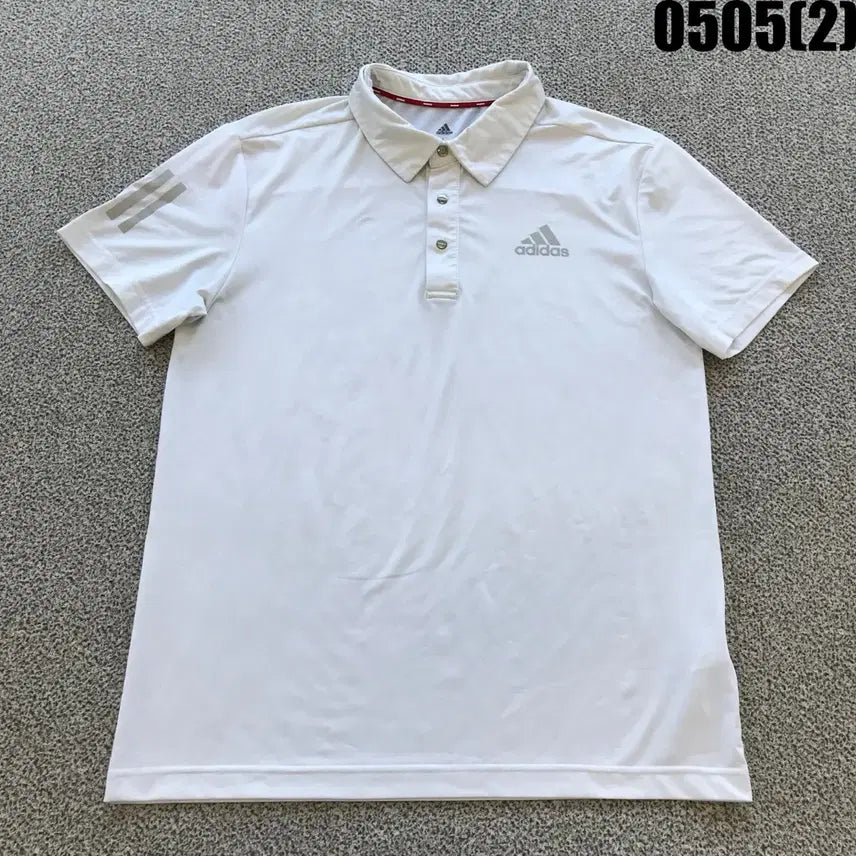[BUNJANG] Adidas White Polo T-Shirt (L) / 아디다스 화이트 폴로 반팔 티셔츠 L