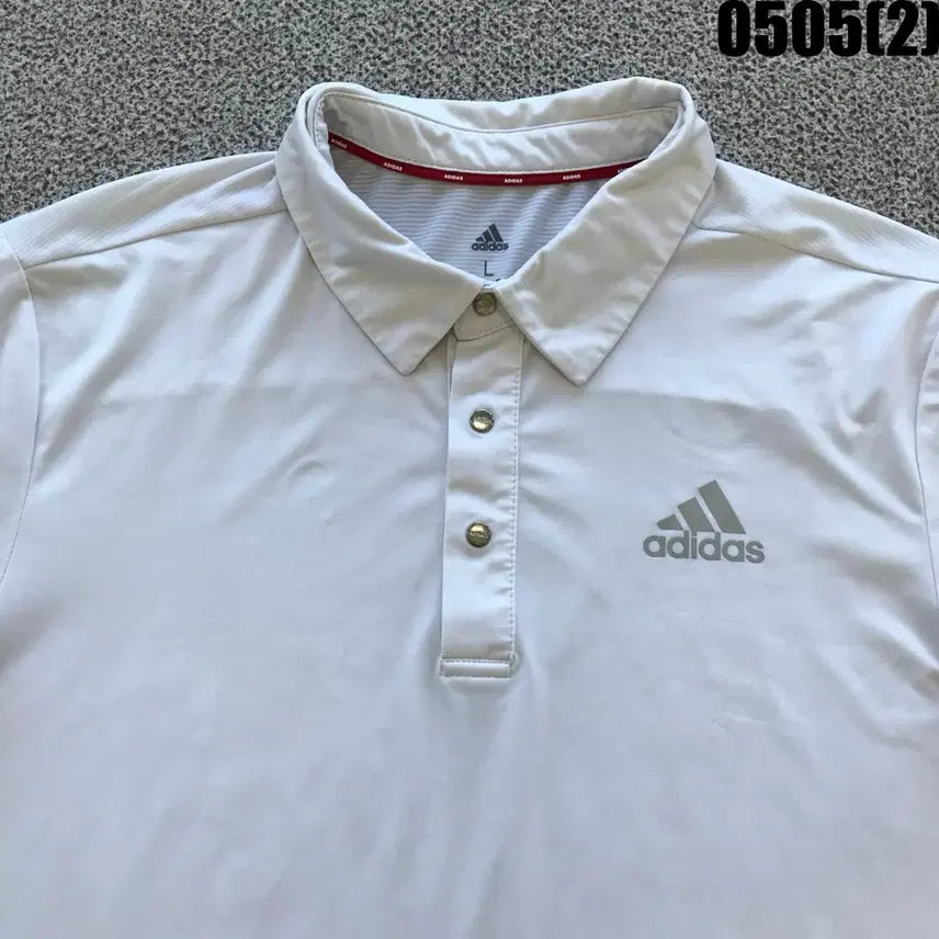 [BUNJANG] Adidas White Polo T-Shirt (L) / 아디다스 화이트 폴로 반팔 티셔츠 L