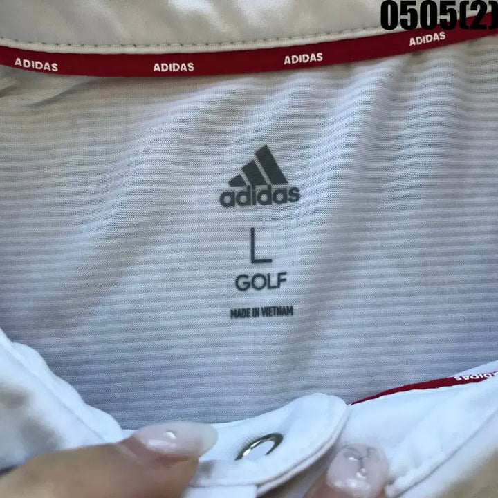 [BUNJANG] Adidas White Polo T-Shirt (L) / 아디다스 화이트 폴로 반팔 티셔츠 L