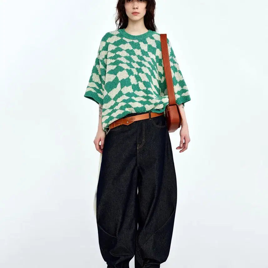 [BUNJANG] Ader Error Decreased Balloon Fit Panel Line Deep Indigo Denim Pants A5 / 아더에러 디크리즈 벌룬핏 절개라인 딥인디고 데님팬츠 A5