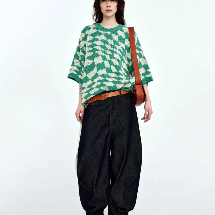 [BUNJANG] Ader Error Decreased Balloon Fit Panel Line Deep Indigo Denim Pants A5 / 아더에러 디크리즈 벌룬핏 절개라인 딥인디고 데님팬츠 A5