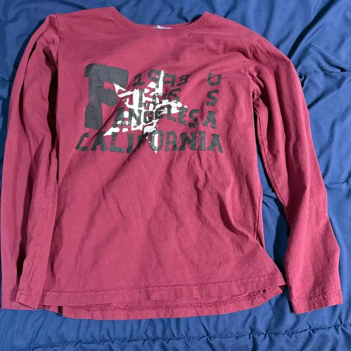 [BUNJANG] Star Vintage Printing Round Neck Long Sleeve T-Shirt / 스타 빈티지 프린팅 라운드넥 긴소매 티셔츠