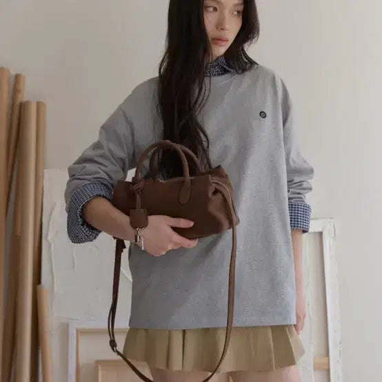 [BUNJANG] CERNI Lazy Bowling Bag Dark Brown Suede Tote Bag / CERNI 레이지 볼링백 다크브라운 스웨이드 세르니 토트백