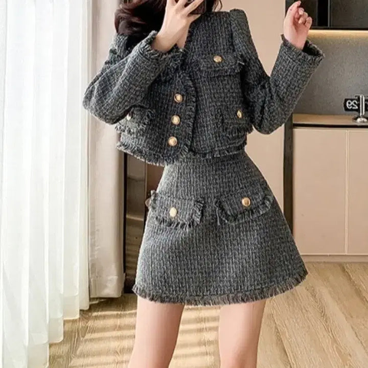 [BUNJANG] Annoti Tweed Two-Piece Set - M / 아노티 트위드 투피스-M
