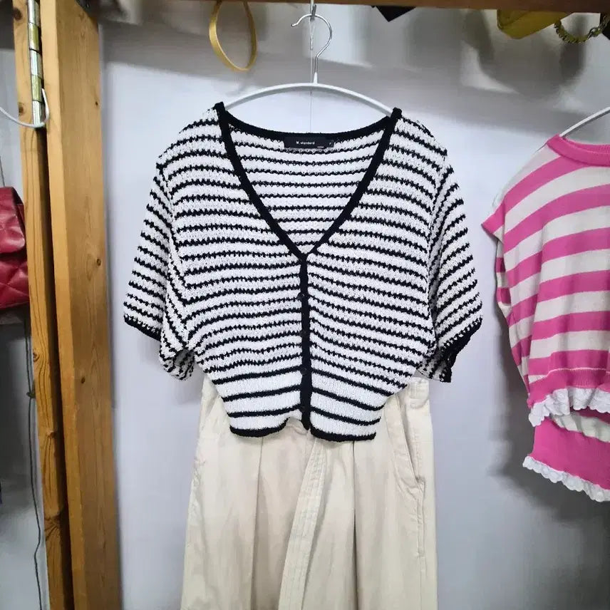 [BUNJANG] w.standard Raglan Short Cardigan &amp; Zara Wide Cargo Pants / w.standard 나그랑 숏가디건. 자라 와이드 카고팬츠