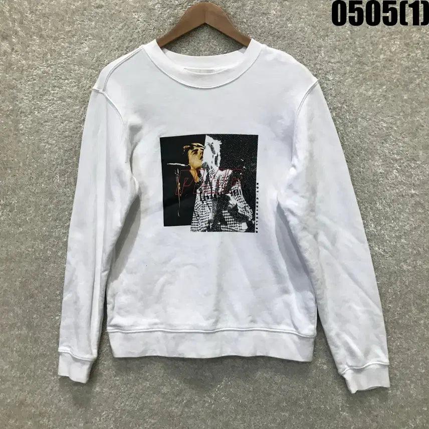 [BUNJANG] PLAC White Printing Sweatshirt T-shirt (S) / PLAC 화이트 프린팅 맨투맨 티셔츠 s