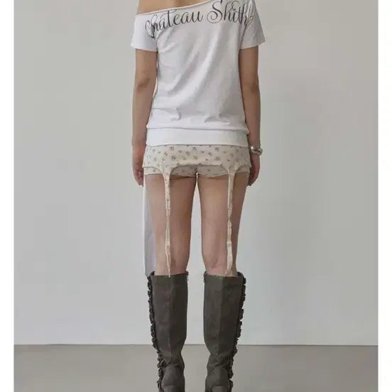 [BUNJANG] Sculptor One Shoulder Printed Tie T-shirt / 스컬프터 원숄더 프린팅 타이 티셔츠
