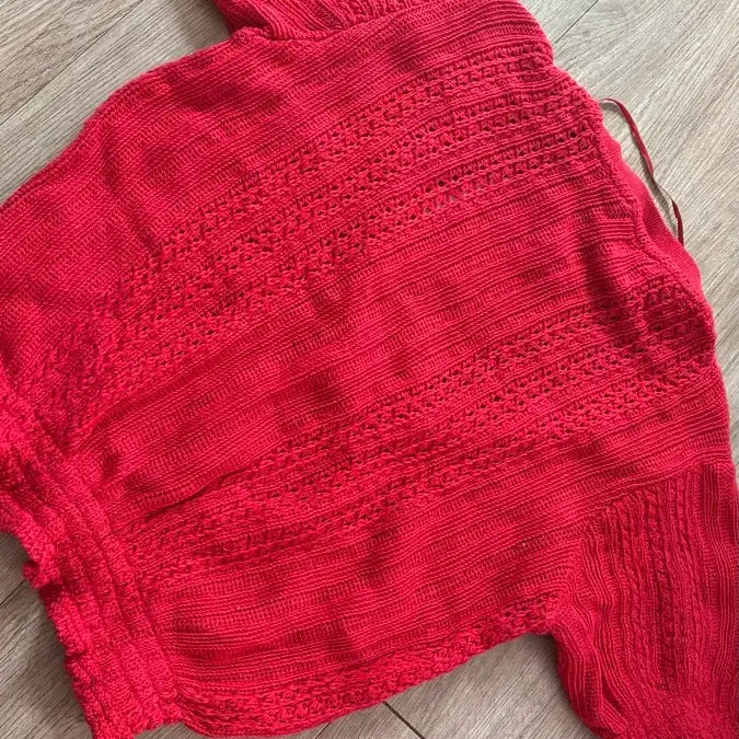 [BUNJANG] Zara Knit Sweater Red Cropped Short Sleeve / 자라 니트 스웨터