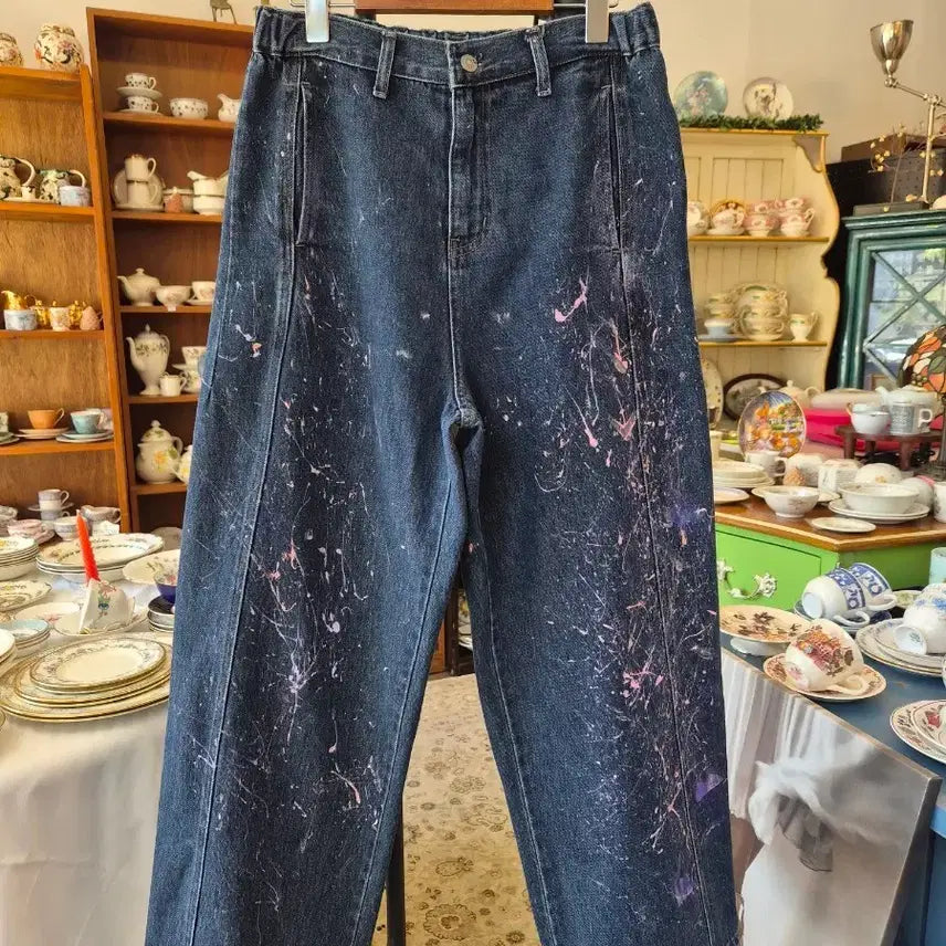[BUNJANG] Painting Denim Wide Pants / 페인팅 데님 와이드 팬츠