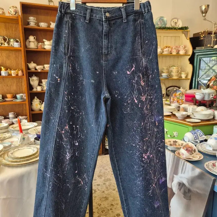 [BUNJANG] Painting Denim Wide Pants / 페인팅 데님 와이드 팬츠
