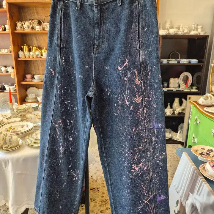 [BUNJANG] Painting Denim Wide Pants / 페인팅 데님 와이드 팬츠