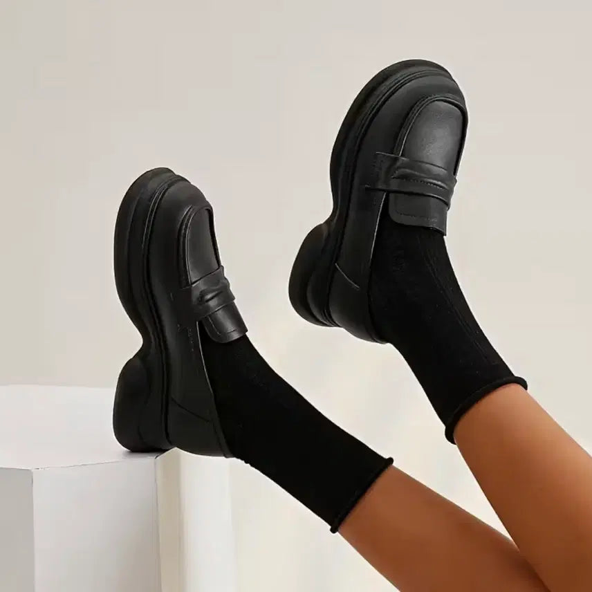 [BUNJANG] Black Platform Loafers - Women&