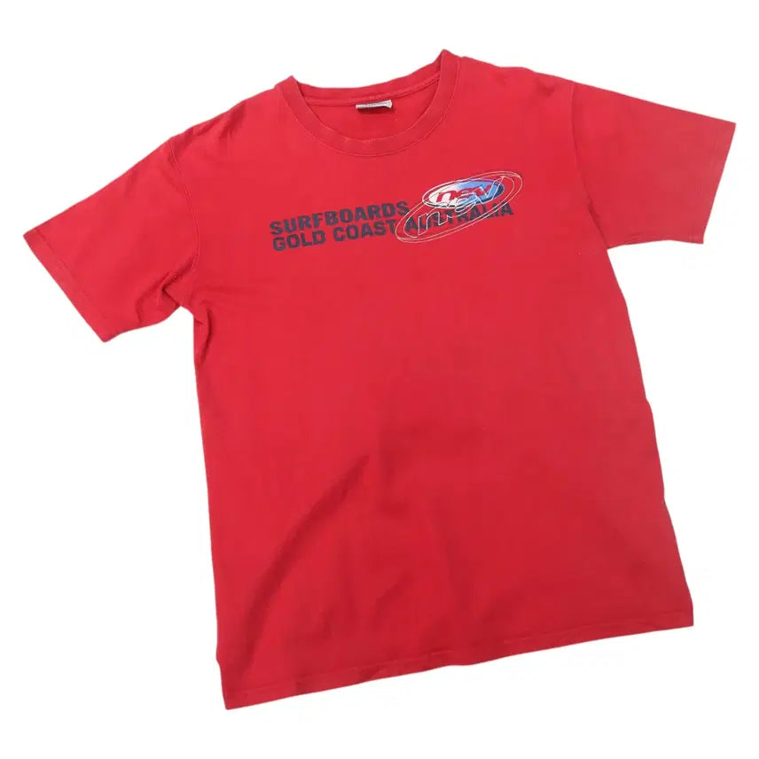 [BUNJANG] Nev Vintage Surfboard Graphic Red Short Sleeve T-Shirt (LL) / Nev 네브 빈티지 서프보드 그래픽 레드 반팔티셔츠 (LL)