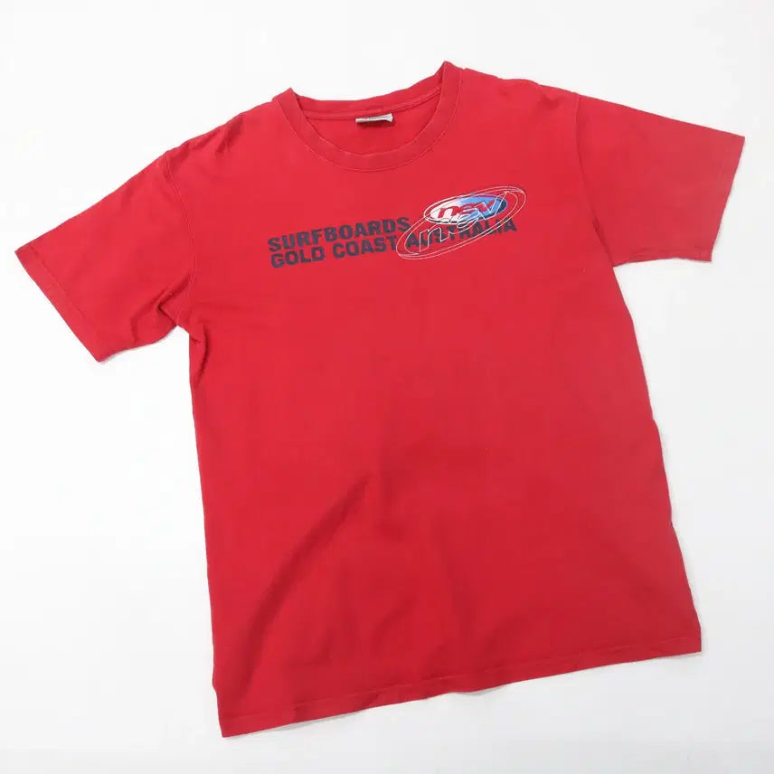 [BUNJANG] Nev Vintage Surfboard Graphic Red Short Sleeve T-Shirt (LL) / Nev 네브 빈티지 서프보드 그래픽 레드 반팔티셔츠 (LL)