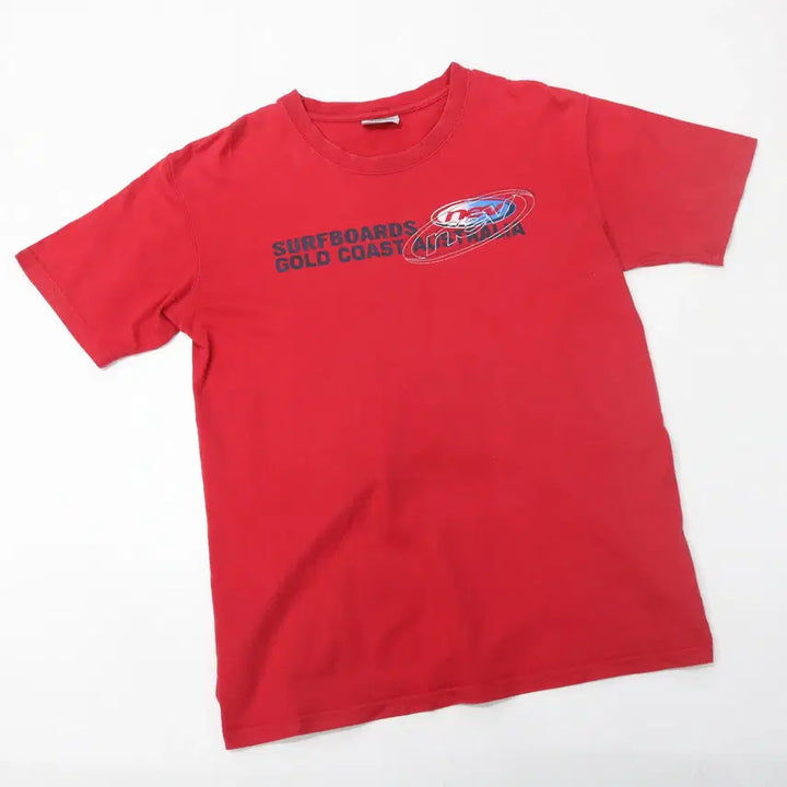 [BUNJANG] Nev Vintage Surfboard Graphic Red Short Sleeve T-Shirt (LL) / Nev 네브 빈티지 서프보드 그래픽 레드 반팔티셔츠 (LL)