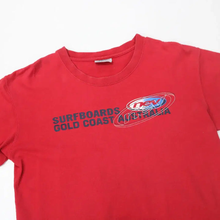[BUNJANG] Nev Vintage Surfboard Graphic Red Short Sleeve T-Shirt (LL) / Nev 네브 빈티지 서프보드 그래픽 레드 반팔티셔츠 (LL)
