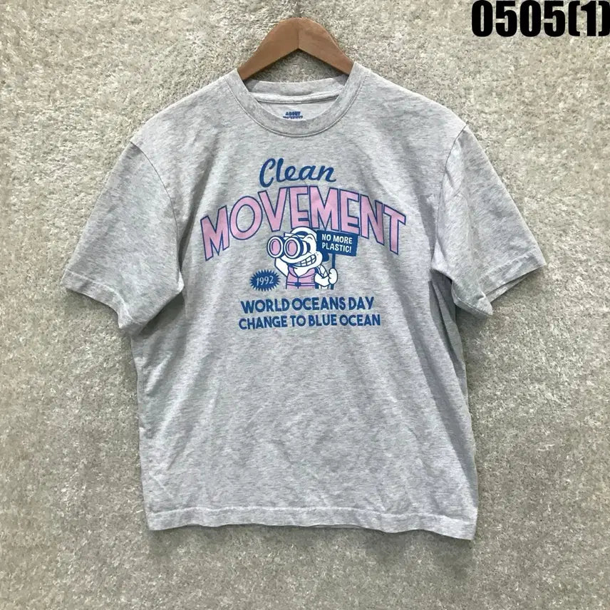[BUNJANG] About Clean Movement Gray T-shirt / 어바웃 클린 무브먼트 반팔 티셔츠 회색 m