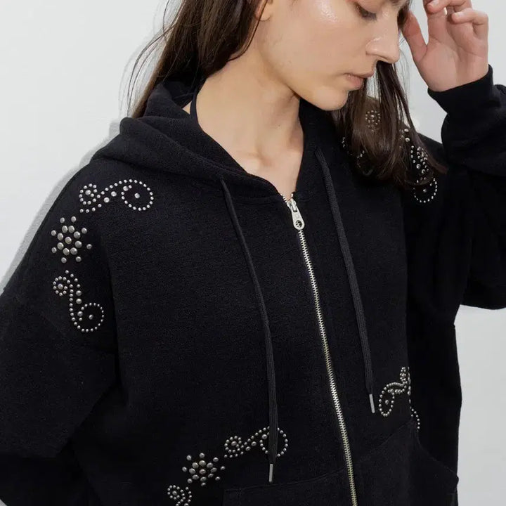 [BUNJANG] Polyesuam Ornament Studs Hoodie Zip-Up / 폴리수엠 오나먼트 스터드 후드집업