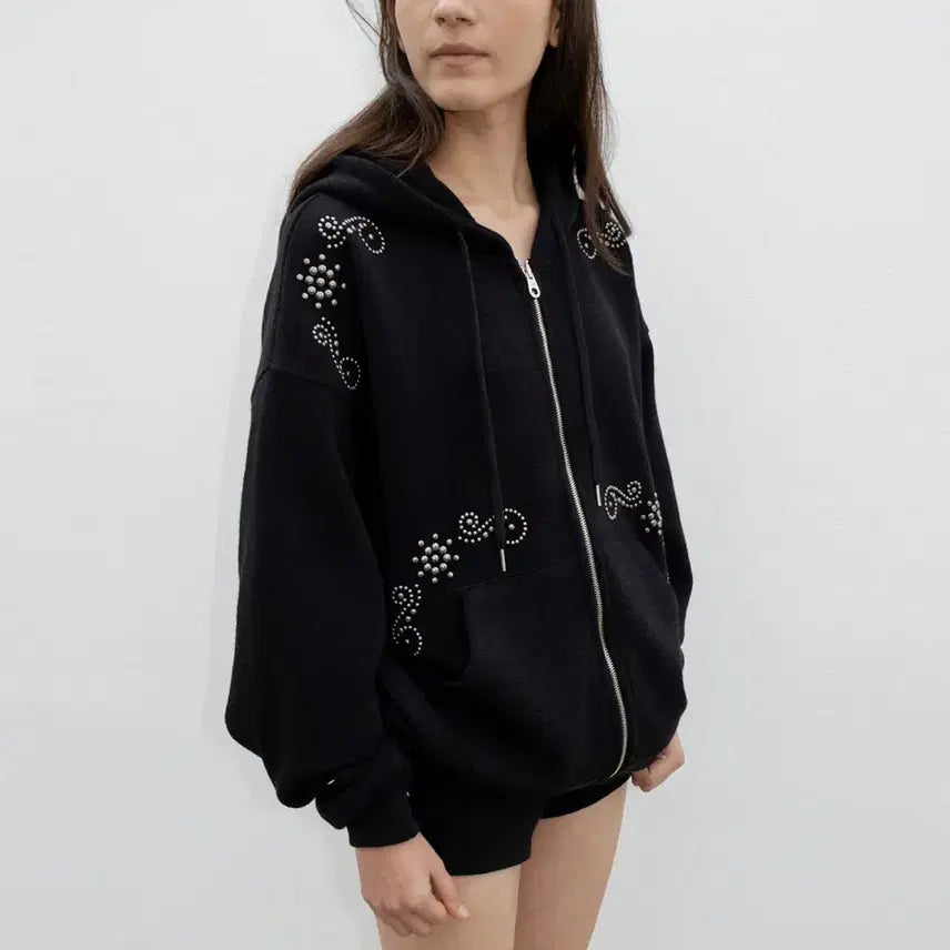 [BUNJANG] Polyesuam Ornament Studs Hoodie Zip-Up / 폴리수엠 오나먼트 스터드 후드집업