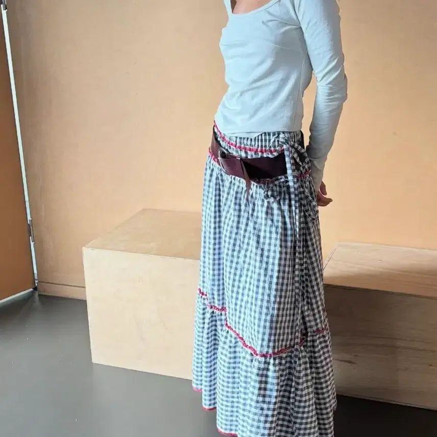 [BUNJANG] Amor Shai Gingham Check Skirt Black / [아모르샤이] 깅엄 체크 스커트 / 블랙