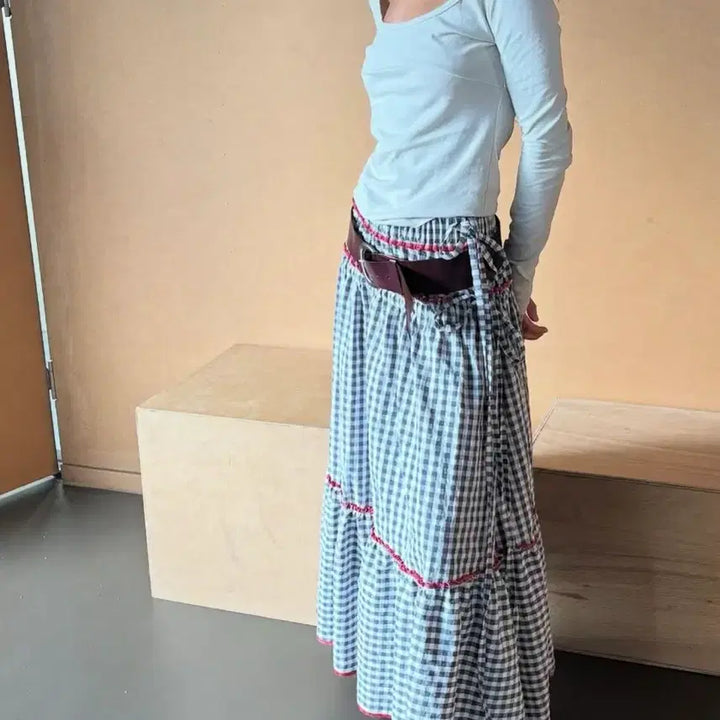 [BUNJANG] Amor Shai Gingham Check Skirt Black / [아모르샤이] 깅엄 체크 스커트 / 블랙