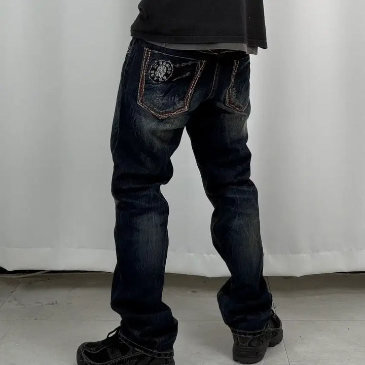 [BUNJANG] Vintage Washed Straight Denim Jeans (Size 32) / a336) 32 빈티지 워싱 스트레이트 데님/청바지
