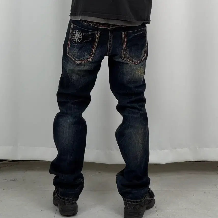 [BUNJANG] Vintage Washed Straight Denim Jeans (Size 32) / a336) 32 빈티지 워싱 스트레이트 데님/청바지