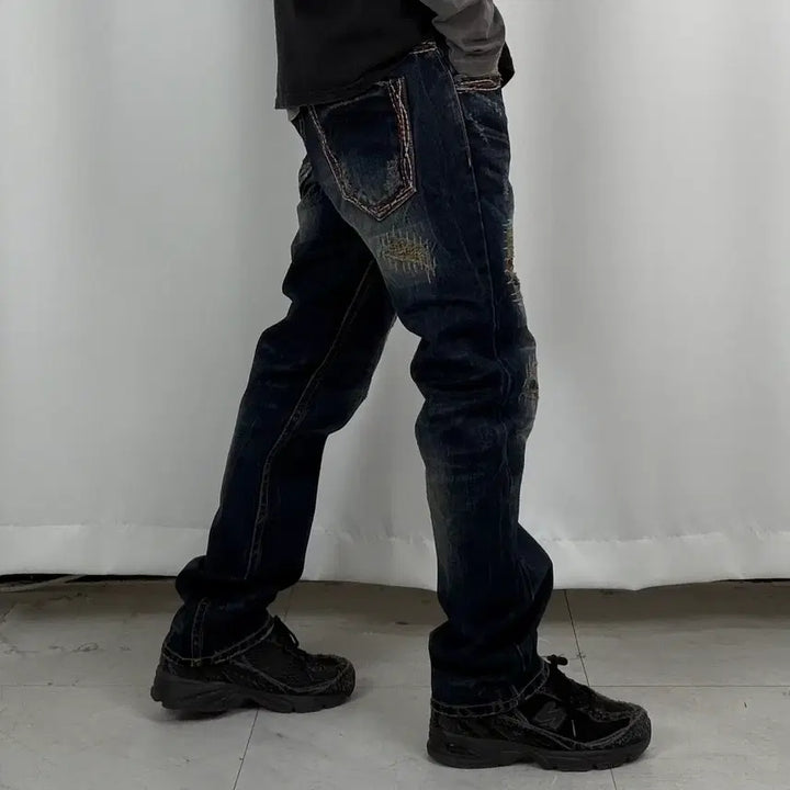 [BUNJANG] Vintage Washed Straight Denim Jeans (Size 32) / a336) 32 빈티지 워싱 스트레이트 데님/청바지