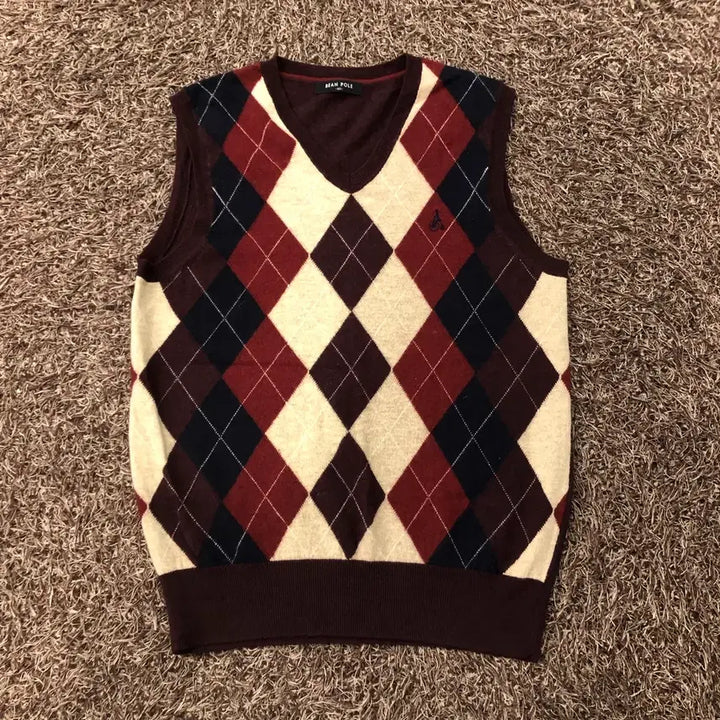 [BUNJANG] Beanpole Argyle Wool Check Knit Vest / 100 빈폴 아가일 울 체크 니트 조끼 베스트
